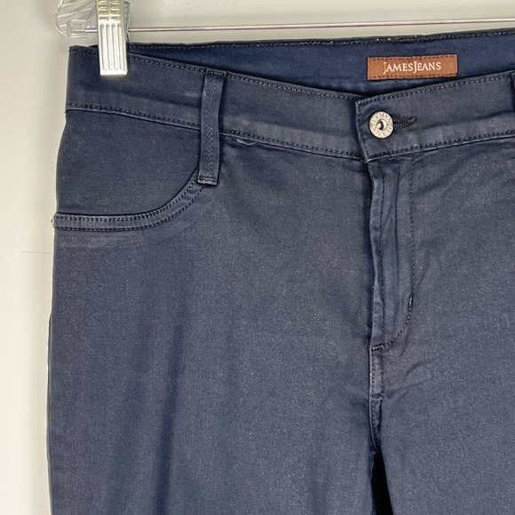 James Jeans Womens Twiggy Skinny Jeans Black Coated Waxed Raw Hem size 32 - Picture 4 of 12